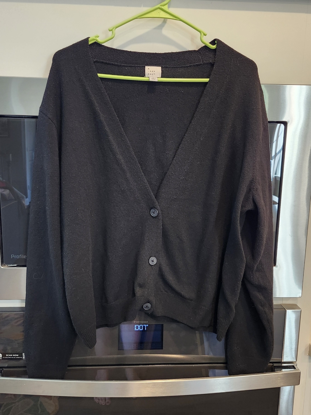 a new day Women's Black Button V-Neck Cardigan